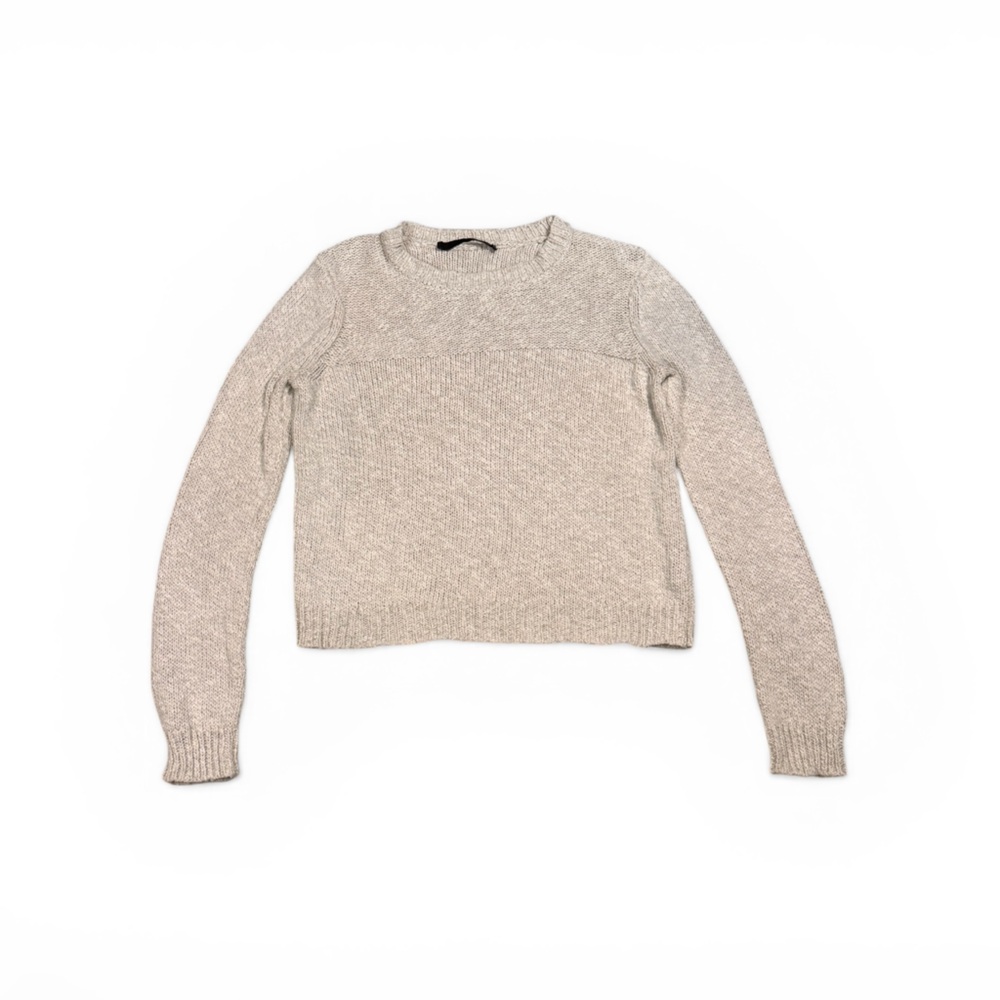JENNI KAYNE Neutral Cream Beige Crewneck Sweater Cotton Linen Blend Size XS
